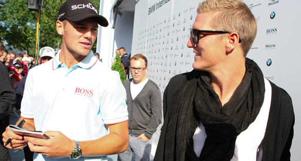 Martin Kaymer meets Bastian Schweinsteiger nach Runde zwei der BMW Golf Open 2011