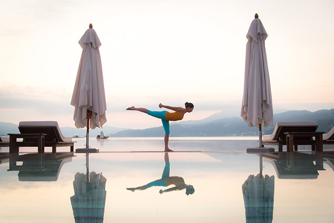 Yoga Urlaub mit atemberaubenden Blick auf den Wörthersee.