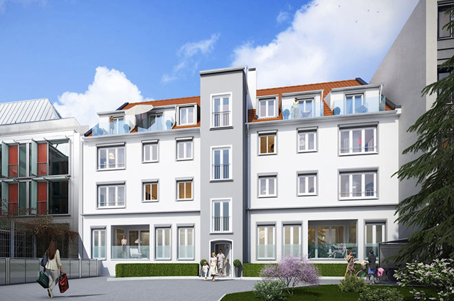 Das Hochparterre des Rückgebäudes wurde bislang als Büro genutzt. Jetzt entstehen hier vier Immobilien Bestlage München