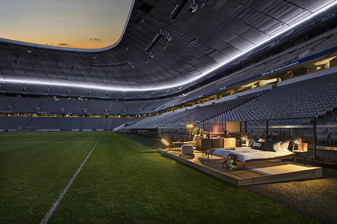Sieht zwar gemütlich aus, aber man muss sich mal vorstellen, wenn das Stadion voll ist und alle Augen und Kameras in der Allianz Arena hierauf gerichtet sind! Fotocredit: