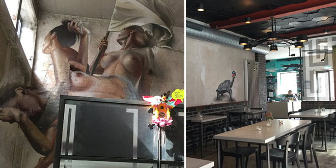 Mural Restaurant im MUCA Museum mit Loft-Charakter. 