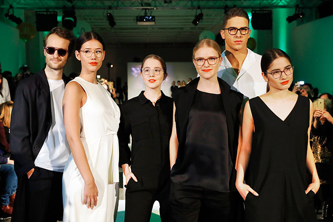 Oscar Lauterbach, Isabella Ahrens, Enya Elstner, Milana Bruges von Pfuel, Tyger Lobinger and Lucia Strunz during the Rodenstock Eyewear Show on January 12, Opti 2018 in Munich, Germany. (Photo by Franziska Krug/Getty Images for Rodenstock)