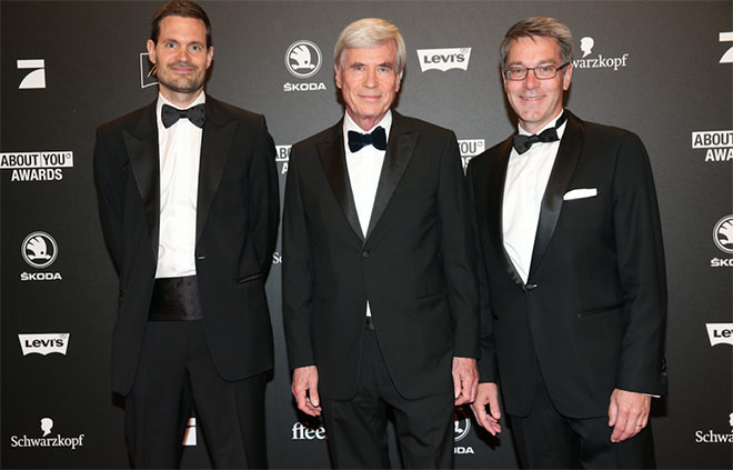 Benjamin Otto, Member of Board of Management Otto Group, Dr. Michael Otto, CEO Otto Group and Alexander Birken, CEO Otto Group during the 2nd ABOUT YOU Awards 2018 