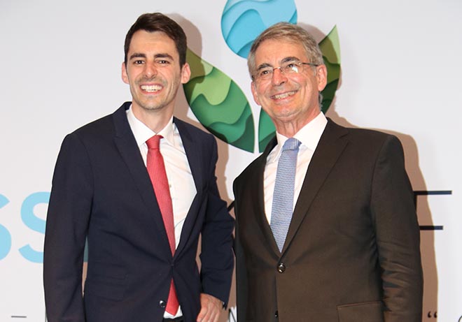 Dennis und Eduard Kastner stellten das Climate Correction Project (CCP) gestern im Hotel Bayerischer Hof bei der ersten WeltWasserKonferenz vor! Fotocredit: SLS Media 