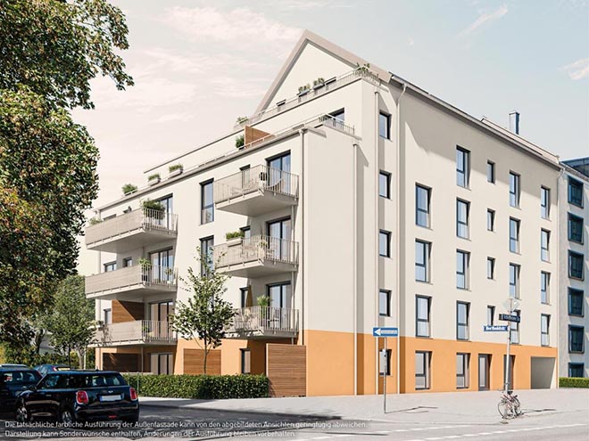 Auf ca. 580 m² Grundstücksfläche entsteht ein fünfgeschossiger Neubau in klassischem Baustil und energieeffizienter KfW-55-Bauweise.