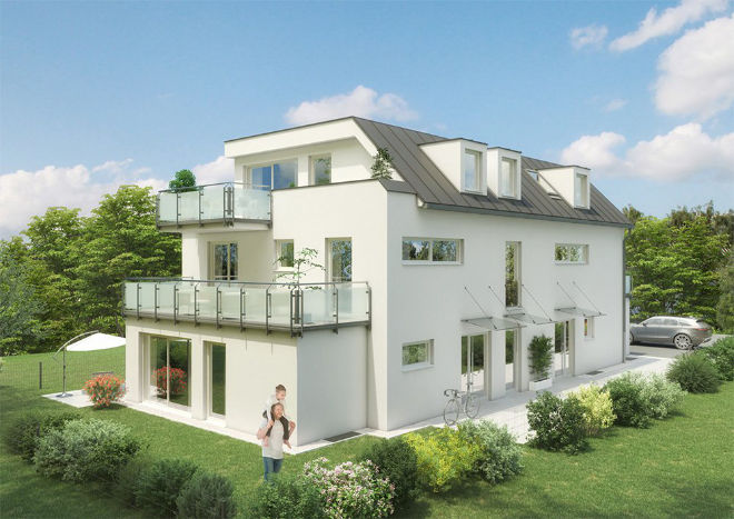 Doppelhaus neu gedacht: in München Obermenzing entstehen zwei Stadthäuser mit Penthouse!