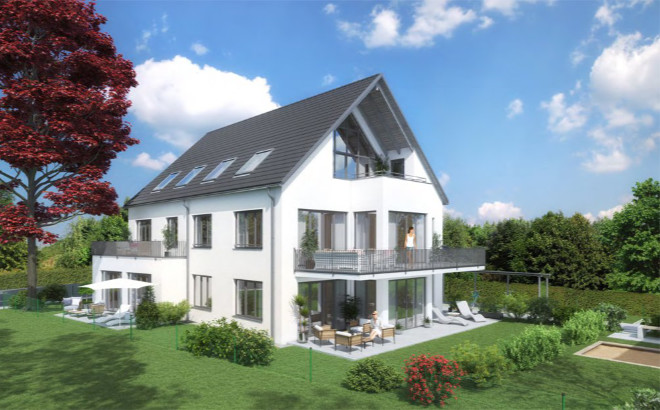 Direkt vor den Toren Münchens - Neubauimmobilien Unterhaching Unterhaching, "Oskar-von-Miller-Straße 3", nur 800 Meter vom Zentrum Unterhachings entstehen sechs Wohneinheiten. Fotocredit: neubaukompass.de