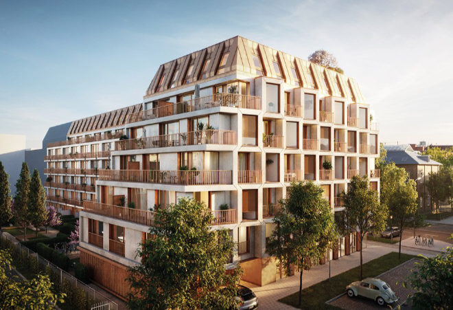 Asymmetrische Vorsprünge, raumhohe Fensterflächen und Balkone erzeugen eine hohe Dynamik. Fotocredit: neubaukompass.de