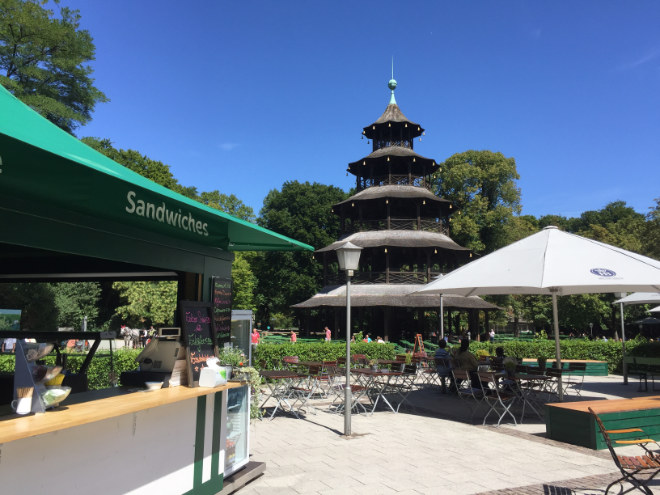 Besonders idyllisch ist der Biergarten um den Chinesischen Turm. Fotocredit: EM