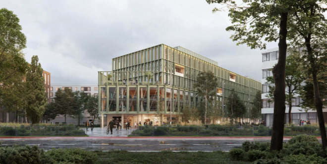 i8 Holzbau Gebäude wird die Zukunft von Bürogebäuden neu definieren! Fotocredit: CF Moller Architects