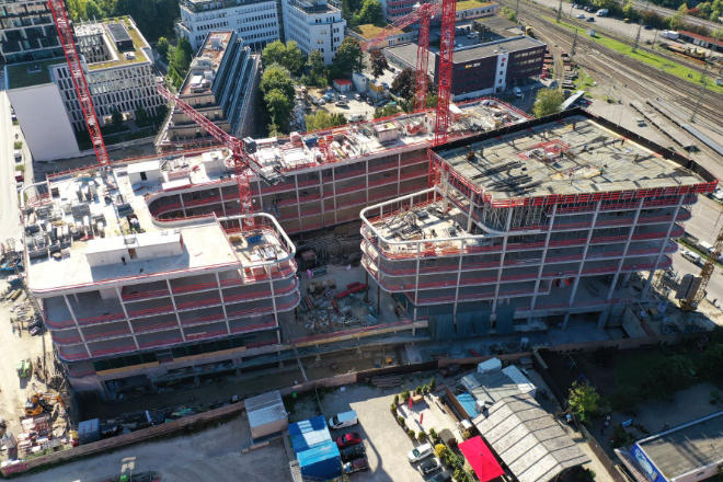 Das OPTINEO im Werksviertel wird spätestens 2023 der neue Firmensitz von KPMG. Fotocredit: WÖHR & BAUR
