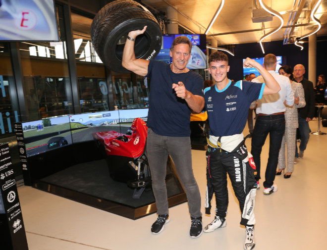Ralf Moeller mit Jasin Ferati Racing Lounge Motorworld Opening. Fotocredit: G. Schober/Getty Images PR for Racing Unleashed