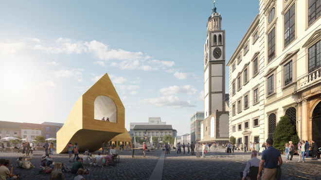Fuggerei Next 500 Pavillon der Fugger Familie aus Rathausplatz in Augsburg