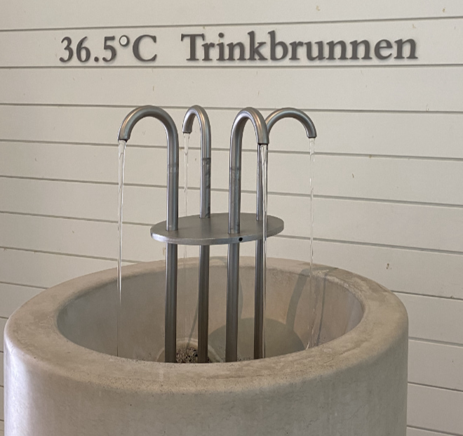 Der öffentliche Trinkbrunnen aus der Therme Bad Ragaz. 