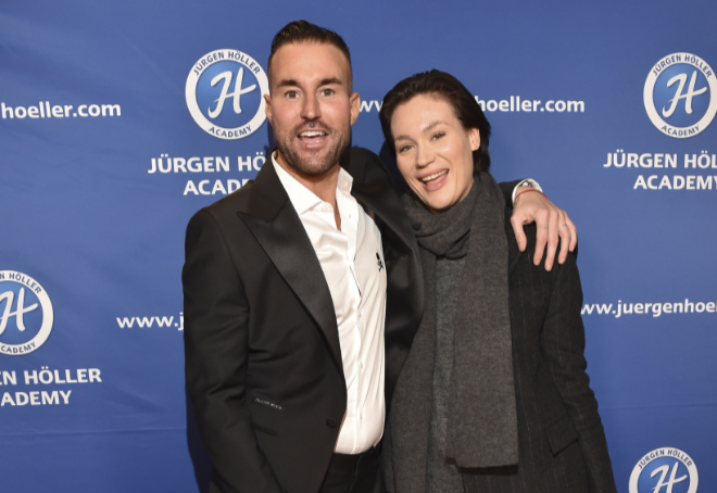 Designer Philipp Plein mit Model Gloria Sophie Burkandt bei den diesjährigen Power-Days von Jürgen Höller in der Olympiahalle München. Foto: BrauerPhotos / G. Nitschke