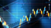 Financial Data Analysis Graph Over One Hundred Euro Banknote