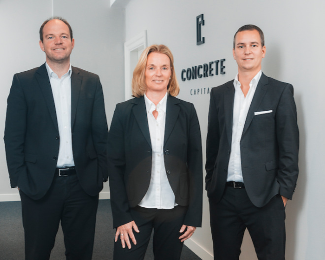 Verteilen 100 Mio. € von einem Münchner Family Office in Münchner Immobilienprojekte. v.l.n.r. Stephan Buberl, Technischer Leiter, Petra Schling, Kaufmännische Leiterin, Peter Fritsche, Geschäftsführer. Fotocredit: CONCRETE