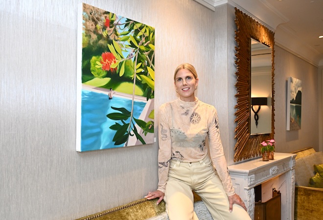 Künstlerin Janka Zöller bei Vernissage Janka Zöller 'Silence In The Sun' im Hotel Mandarin Oriental. Foto: Frank Rollitz / ABR-Pictures